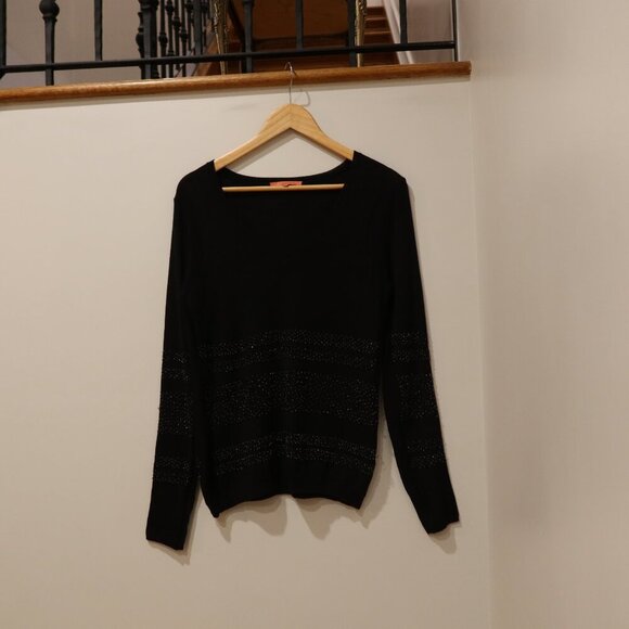 SINCLAIRE 100% merino wool sweater black embellish beaded pullover long sleeve s - Picture 10 of 10